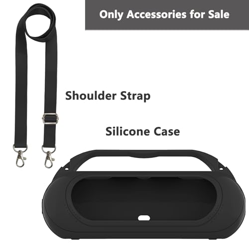 Beats Pill 2024 Wireless Bluetooth Speaker Silicone Cover Case Black Protective Stand Holder with Should Strap