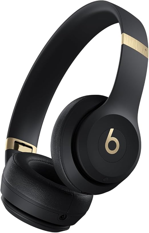 Beats Solo 4 Wireless Bluetooth On-Ear Headphones - Black & Gold, Up to 50 Hours Battery Life, Apple & Android Compatibl
