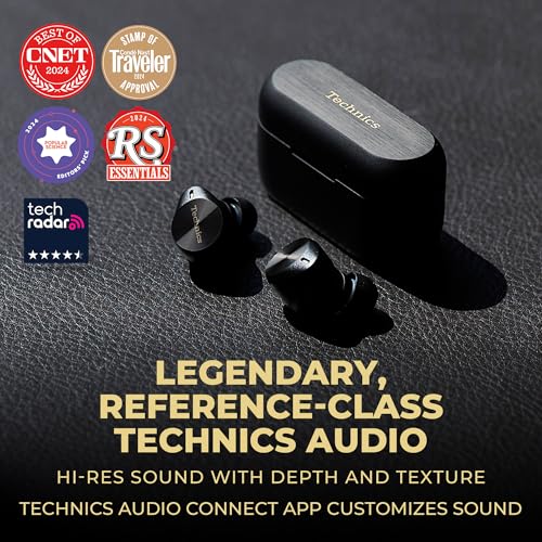 Technics Premium Hi-Fi True Wireless Bluetooth Earbuds for Music Lovers - Noise Cancelling + Multipoint Connectivity - E