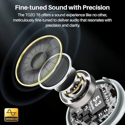 TOZO T6 True Wireless Earbuds Global Recycled Standard 50H Long Playtime Bluetooth 5.3 Headphones Global Recycled Standa